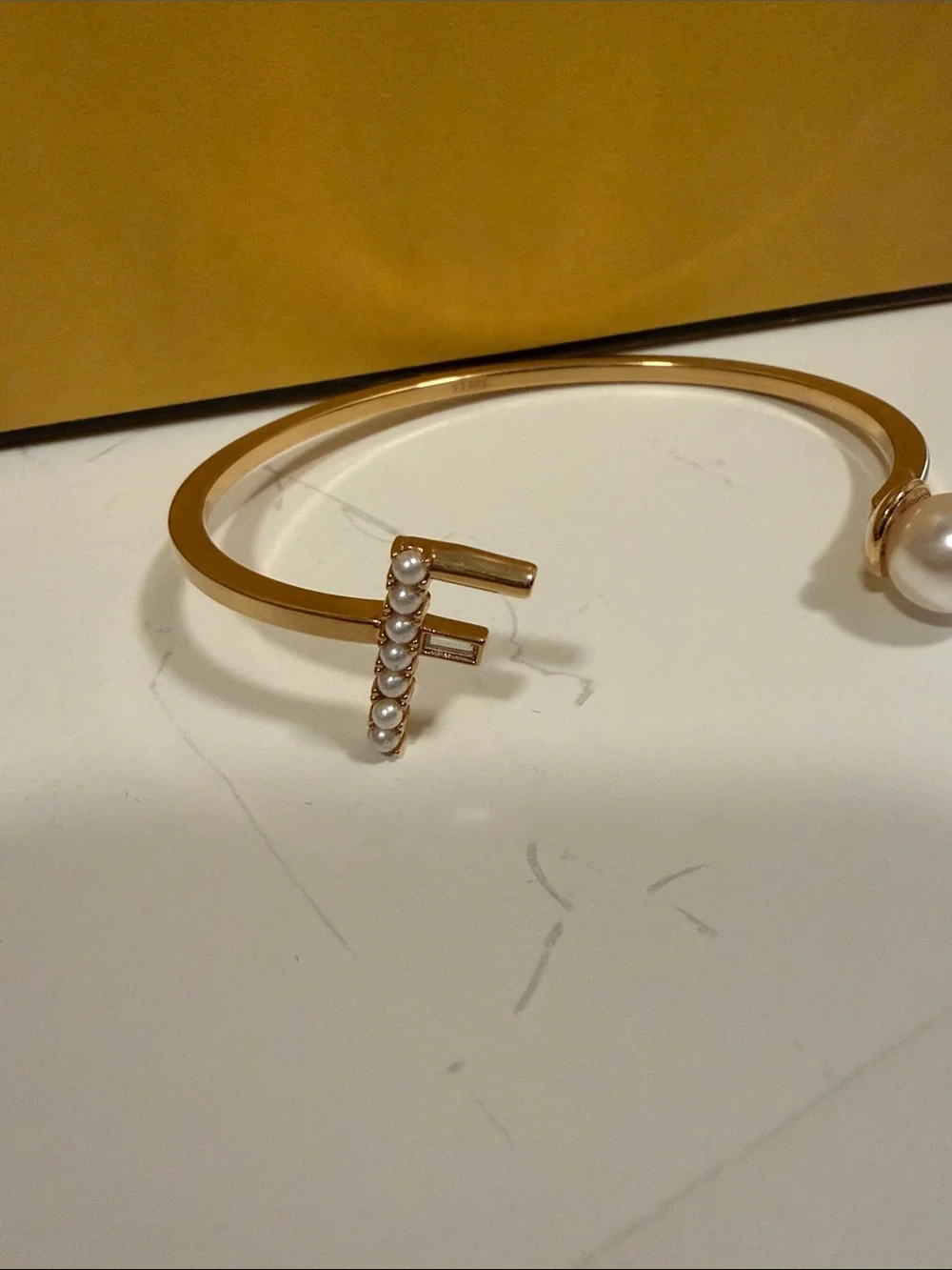 Fendi First Gold Pearl Open Cuff Bracelet - Picture 4 of 10